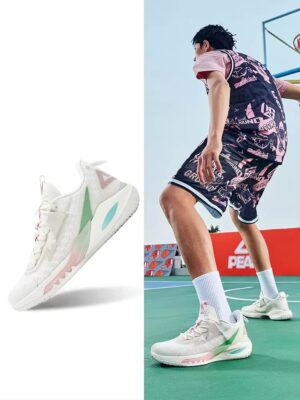 Giày Bóng Rổ Nam PEAK Basketball Lightning 9 ET22053A Trắng Canvas